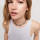 Leather necklace with green crystal